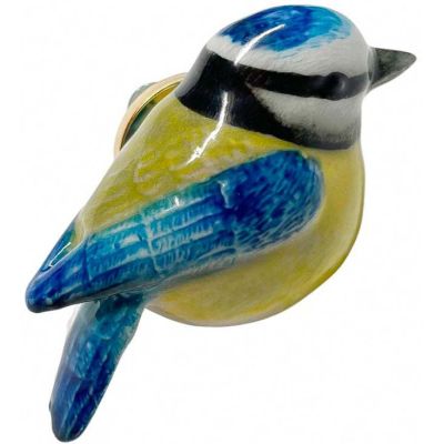 Bouton de porte animal en porcelaine (Mésange bleue)
