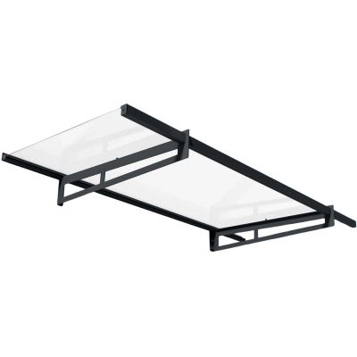 Marquise de porte en aluminium gris et polycarbonate Bremen (205 x 93.5 cm)