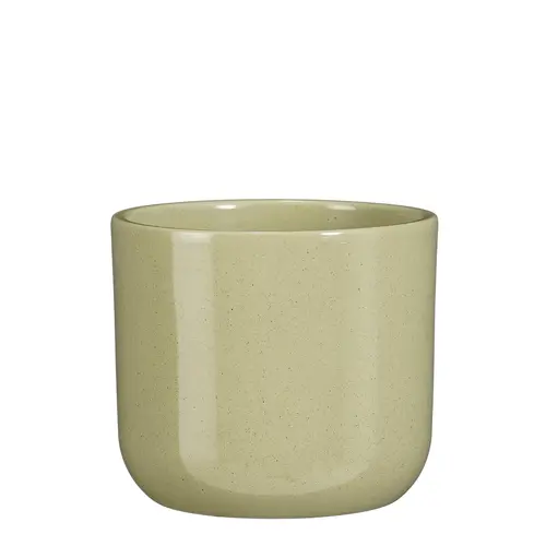 Pour tous vos projets jardin:Pot rond coloris vert en céramique Fedor Mica Decorations - 12,5 x Ø 14 cm
