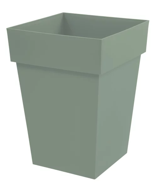 Essentiel nature:Pot carré mi haut en plastique vert laurier Eda Toscane 51 L - 39 x 39 x 53 cm