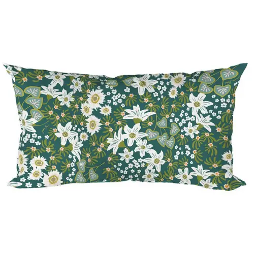 Esprit extérieur：Coussin déco en polyester/coton fleuri vert Elégantes - 50 x 30 x 15 cm