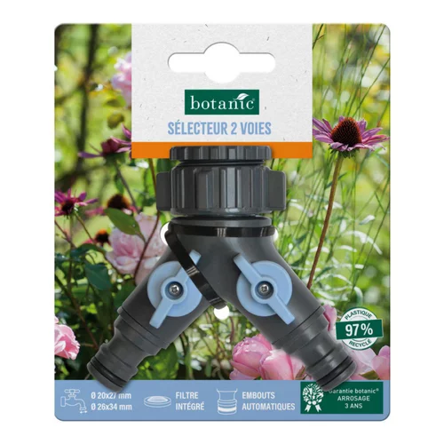 Pour un jardin bien organisé：Sélecteur 2 voies botanic® avec embouts automatiques - Ø 20 x 27 mm