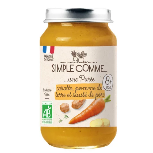 Pour valoriser vos extérieurs：Pot carotte sauté de porc bio Simple Comme - 200g