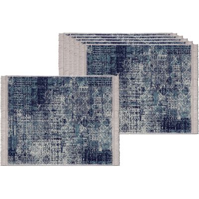 Set de table en vinyle 40 x 30 cm (Lot de 6) (Effet tissage bleu nuit)