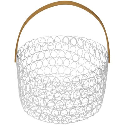 Corbeille à fruits ronde fil métallique 24 cm (Blanc)