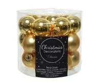 Au service de vos extérieurs：Boîte de 24 mini-boules en Verre Or clair brillant et mat – Ø 2,5 cm