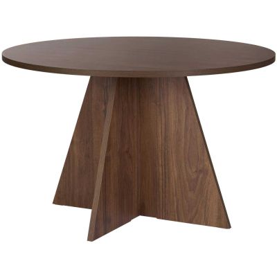 Table à manger ronde en aggloméré Virella (Noyer)
