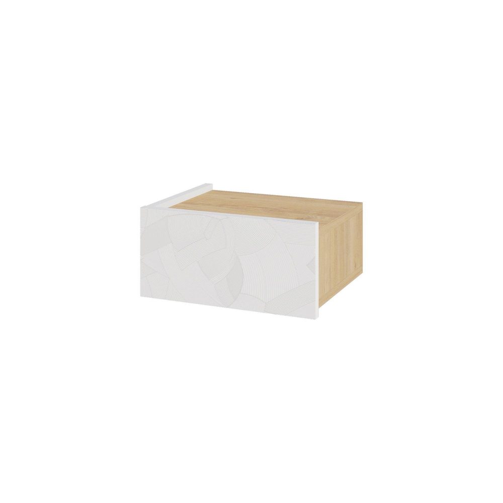 Habitat et Jardin Table de chevet avec éclairage led en bois onda - 38 x 31 x 18 cm - blanc