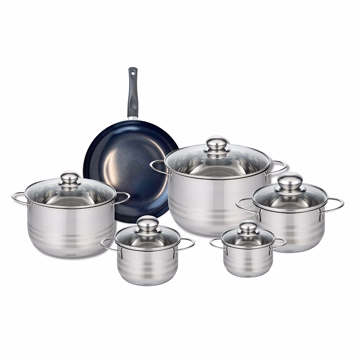 Ensemble de 1 Poêle de cuisson 24 cm et 5 faitouts 12 – 14, 16, 20 et 24 cm Elo Prima Brillant