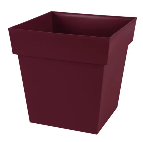 Jardin utile:Pot carré en polypropylène rouge Bourgogne Eda Toscane 38 L - 39 x 39 x 39 cm