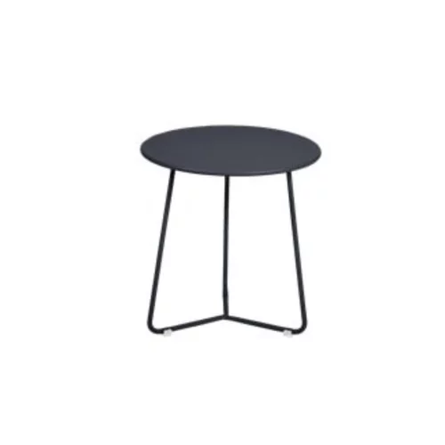 Jardin actuel：Table basse ronde coloris carbone Cocotte Fermob - Ø 34 x 36 cm