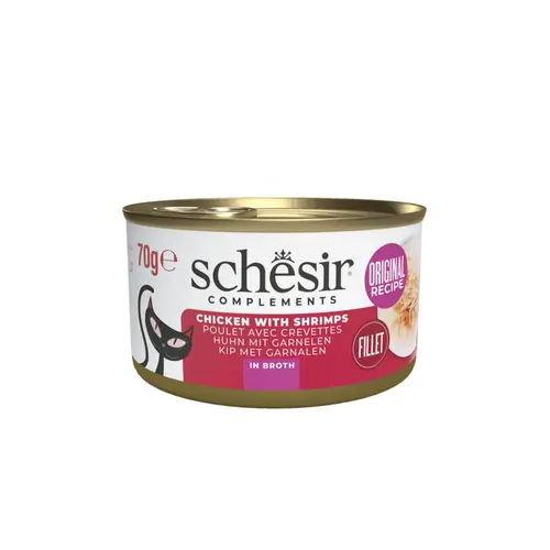 Une idée pour votre jardin:Alimentation humide pour chat poulet crevettes bouillon Schesir - 70 g