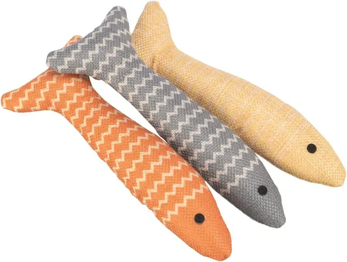 Pour profiter pleinement du jardin：Jouet pour chat en tissu coloris multicolore poisson avec catnip Trixie - 20 cm