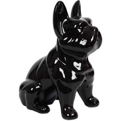 Bouledogue en céramique assis 30 cm (Noir)