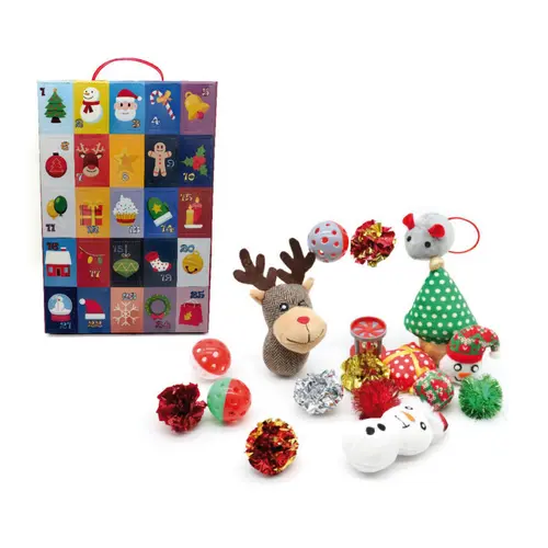 L’essentiel pour le jardin:Calendrier de l'Avent pour chat avec jouets de Noël Croci - x 25