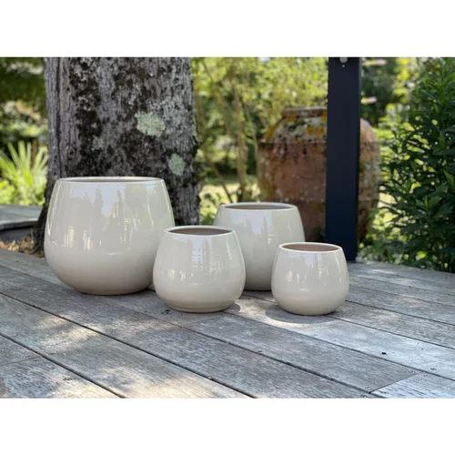Solution nature:Pot coloris beige en terre émaillée Cancale - Ø 14 cm