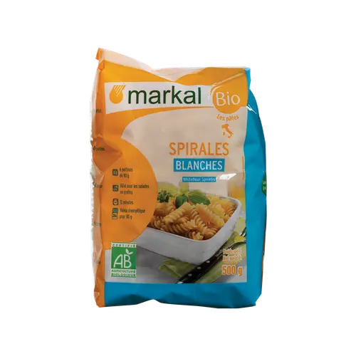 Sélection extérieure:Pâtes spirales blanches bio Markal - 500 g