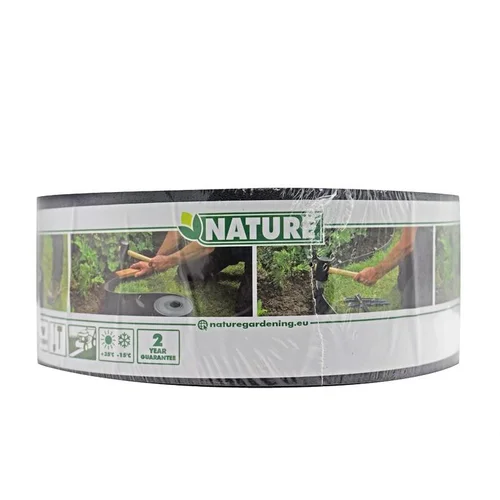 Le bon choix pour l’extérieur：Bordure en polyéthylène recyclé noir épaisseur 3 mm Nature Outside Living - 1000 x 7,5 cm