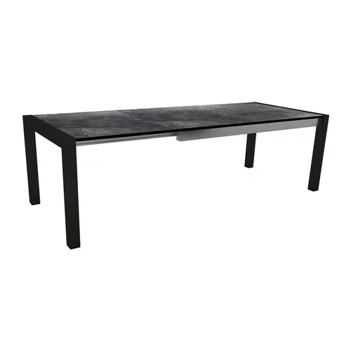 Pratique pour l’extérieur:Table extérieure extensible coloris noir mat/marbre foncé en aluminium Stern - 174/214/254 x 90 x 75 cm