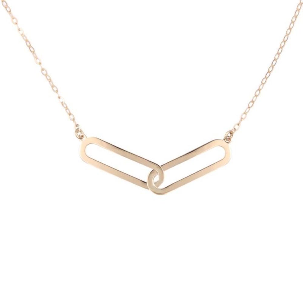 L'ATELIER D'AZUR Collier Or Jaune - Anneaux Enlacés - Femme