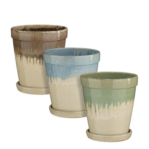 Espace vert sélection：Pot rond Madrid coloris multicolore en céramique - 33 x Ø 30 cm