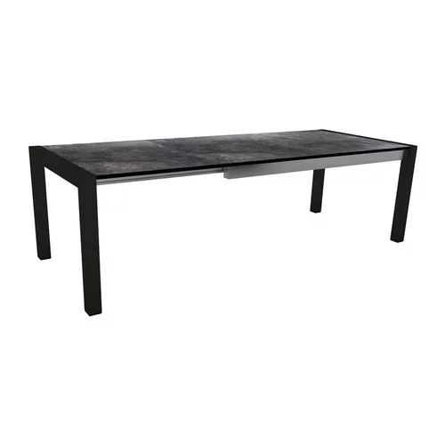Un atout pour vos extérieurs：Table extérieure coloris noir mat/marbre foncé en aluminium Stern - 214/254/294 x 100 x 75 cm