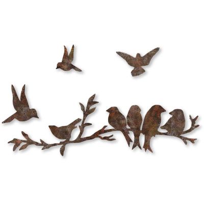 Décoration murale en métal Oiseaux (Oiseaux sur branche (effet rouillé))