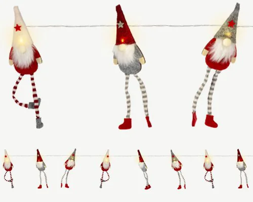 Pour compléter votre espace extérieur:Guirlande décorative Père Noël et gnome LED coloris blanc chaud - 2 m