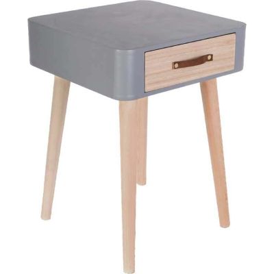 Chevet scandinave avec tiroir et poignée en polyuréthane (Gris)