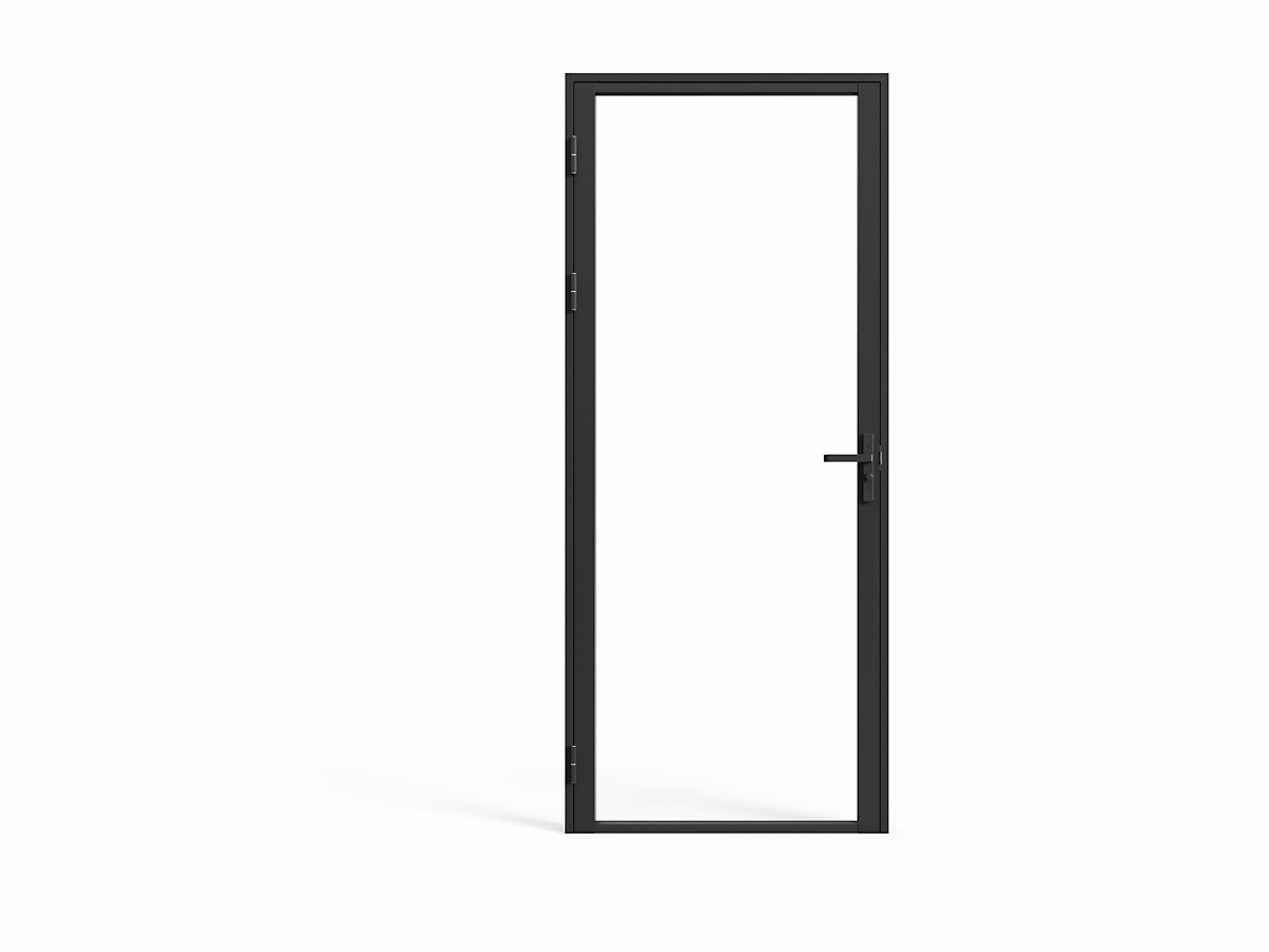 Bloc porte réversible en aluminium et verre trempé | H204 x L73 cm – Noir – LOXTON