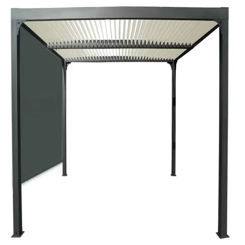 Pour mieux équiper vos extérieurs：Pergola bioclimatique coloris gris en aluminium - 3,6 x 3 m