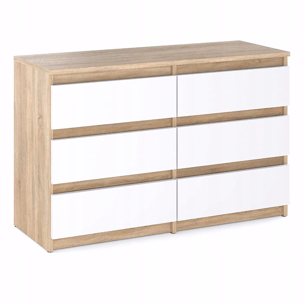Commode Chêne Sonoma/Blanc 6 tiroirs 100x71 – 5X33, 5CM Meuble TV, Salon, chambre, chifonnier