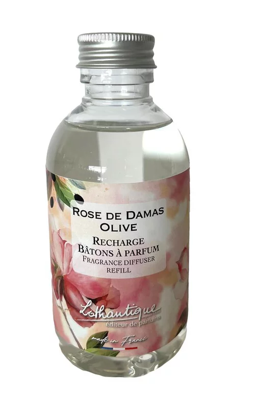Pour la vie au jardin:Recharge bâton à parfum Lothantique Jardin d'aquarelles Rose de Damas Olive – 200 ml