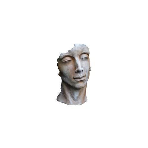 Jardin et maison:Statue de visage d’homme effet demi-rouille coloris gris 53 cm