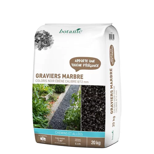 Facile à intégrer à l’extérieur：Graviers de marbre noir ébène calibre 8 à 12 mm en sac de 20 kg