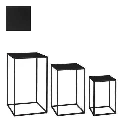 Indispensable au jardin：Sellette carrée en métal noir Quinty taille 1 - 20 x 20 x 30 cm