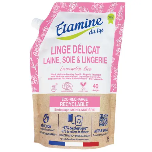 Un essentiel du jardin:Lessive liquide linge délicat au lavandin bio Etamine du Lys - 1 L
