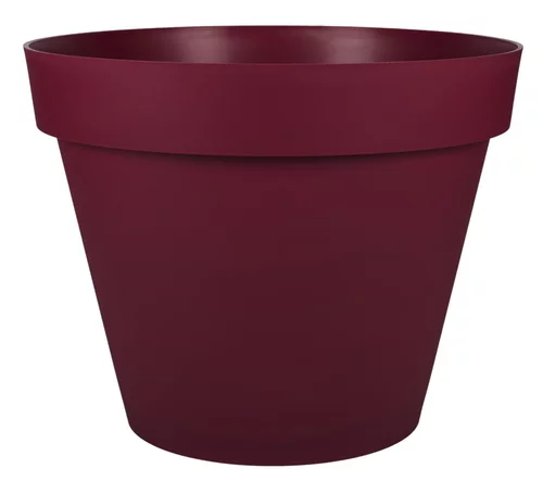 Pour mieux aménager vos extérieurs：Pot rond en plastique rouge Bourgogne Eda Toscane 76 L - Ø 60 x H 47 cm