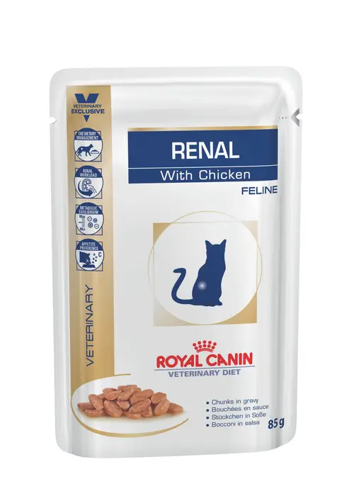 Pour mieux vivre dehors:Aliment humide pour chat en sachet x 12 Royal Canin Cat Renal Poulet - 12 x 85 g