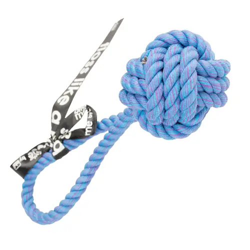 Jardin & solutions：Jouet pour chien coloris bleu balle avec boucle EBI Are you knots - 20 x 6 x 6 cm