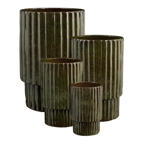 Idée pour le jardin：Pot haut Sorrento coloris vert en céramique - 68 x Ø 45 cm