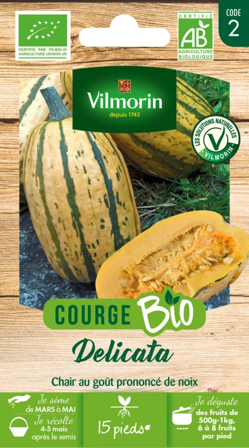 Jardin au naturel:Sachet de semences potagères graine de courge delicata