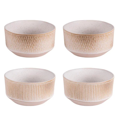 Pour simplifier le jardin：Bols en grès beige Coffret Miyaki x 4 - Ø 14 cm
