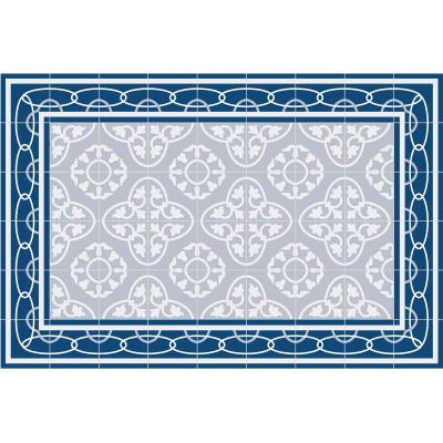 Tapis en vinyle effet carreaux de ciment 8 bleu (90 x 60 cm)
