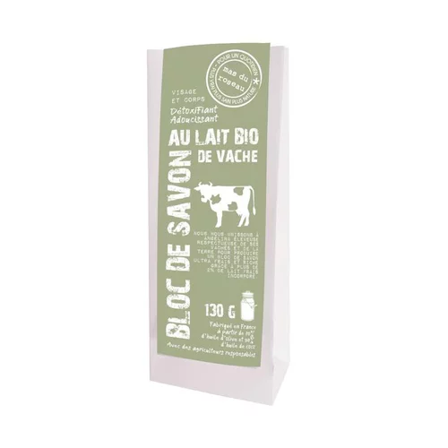 Pour un jardin plus agréable：Bloc de savon au lait bio de vache Mas du Roseau - 130 g