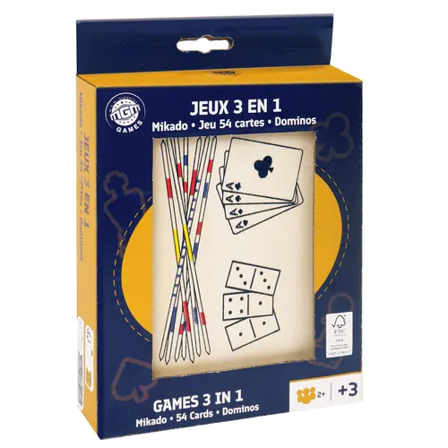 Choix malin：Boîte de jeux en bois 3 en 1 Moulage General Meridional - 13 x 3 x 18,5 cm
