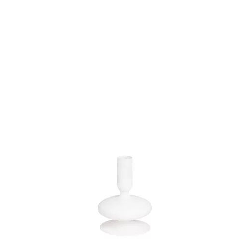 Pour vos extérieurs:Bougeoir coloris blanc en verre - 11 cm