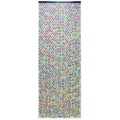Rideau de porte Perles de bois multicolores