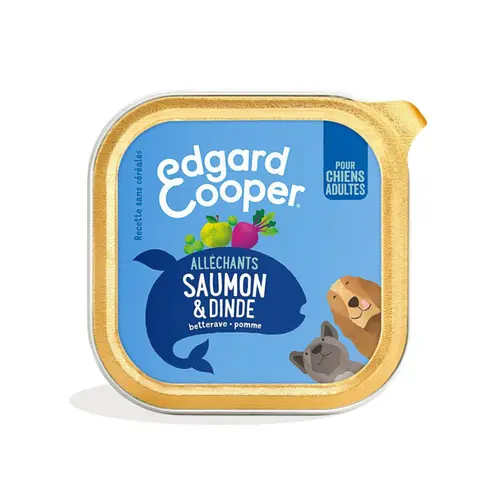 Pour votre espace:Pâtée pour chien adulte au saumon et à la dinde sans céréales Edgard & Cooper - 150 g