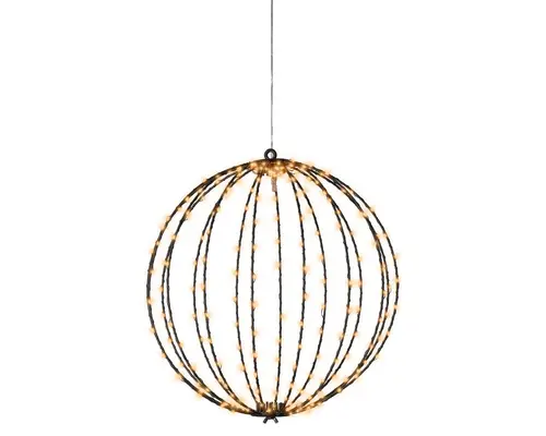 Un plus pour votre jardin:Boule lumineuse noire à 240 micro-LED blanc orangé pour extérieur - Ø 38 cm